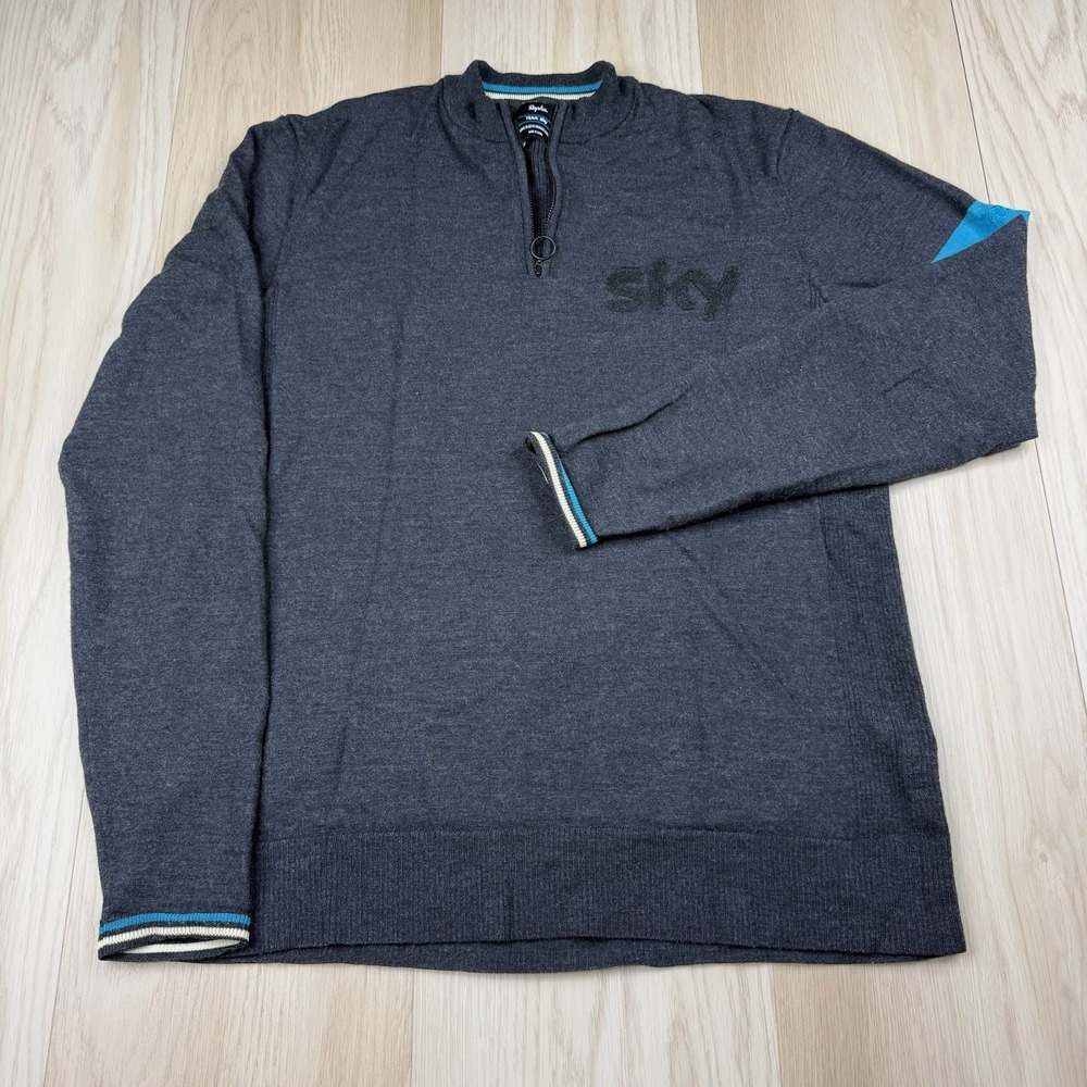 Rapha Long Sleeve Merino Wool Jersey 1/4 Zip Cycling Pocket Team Sky Mens XXL